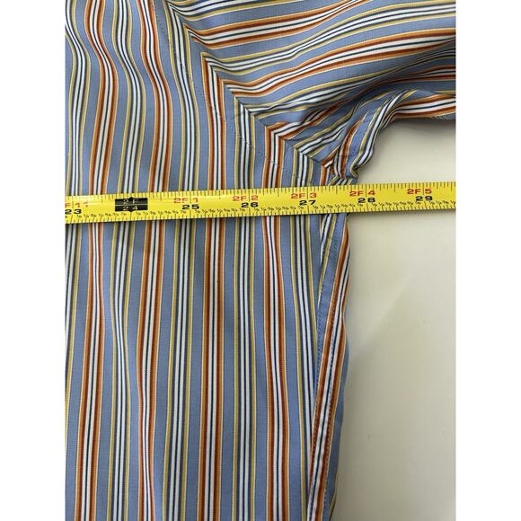 Faconnable Blue Red Multi Stripe Long Sleeve Button Front Men’s Shirt Size XXL - Picture 5 of 7